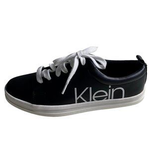 Calvin Klein Women's Madie Black & White Faux Leather Lace Up Sneakers